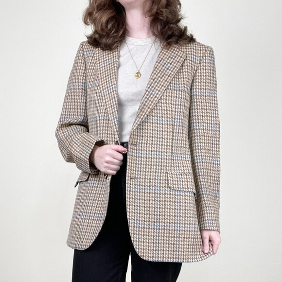 Lanvin Paris Union Made Vintage Blazer Jacket Coat Plaid Houndstooth 1950s 1960s - Picture 4 of 10